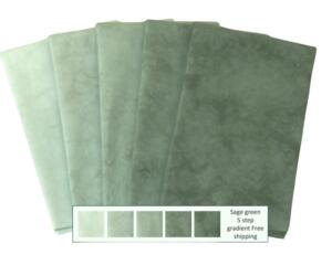 Sage green gradient of hand dyed quilting cotton